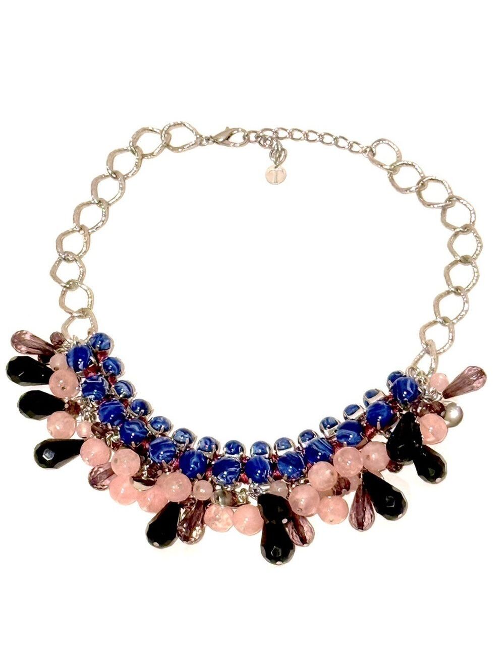 SWEET TREAT | TALBOTS Pink & Blue Bauble Beaded Statement Necklace | NWOT - Picture 7 of 7